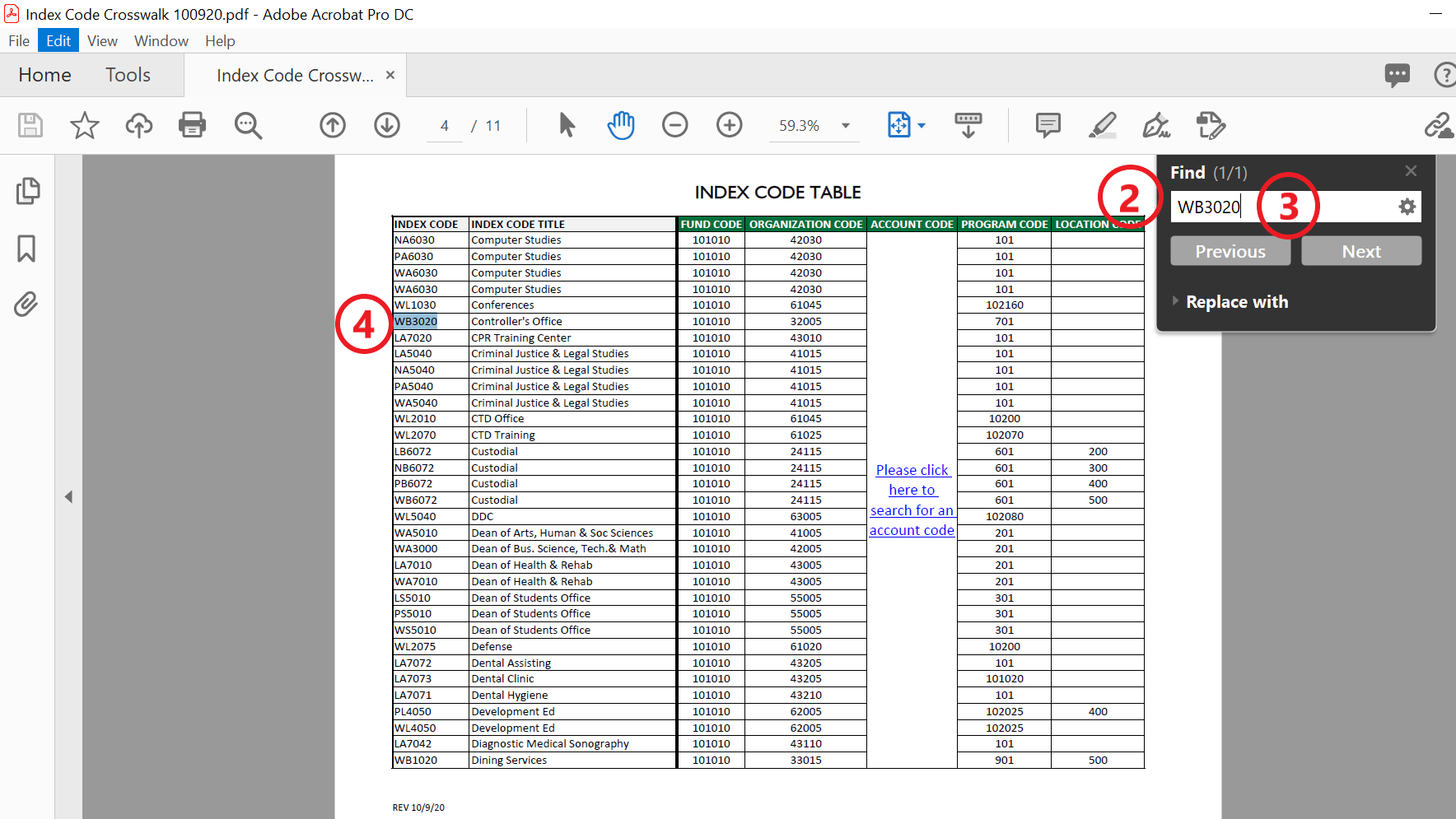 Index Code Instructions