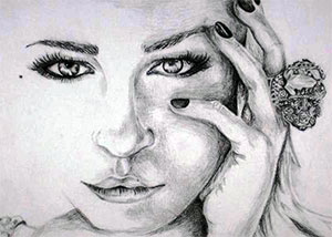 Student Artwork of a Woman Face