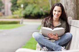 Student studying on campus