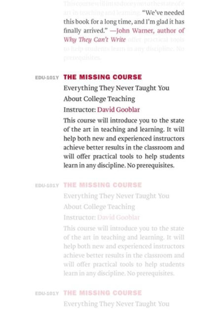 Cover of the book "The Missing Course" by David Gooblar