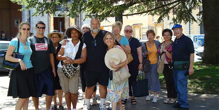 Group posing on the street