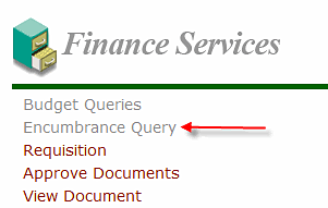 image of selecting Encumbrance Query