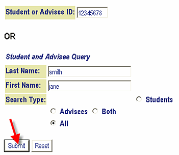 image of Select the Student/Advisee