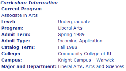 image of student information