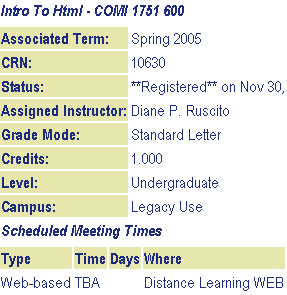 sample student schedule