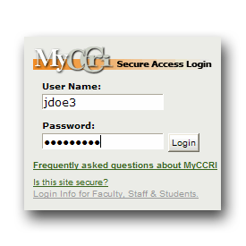 image of login screen