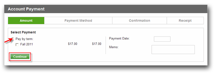 image of selecting "Pay by term"