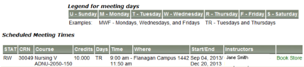 image of student schedule